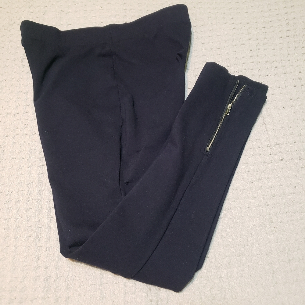 Premise Black/Navy Cropped Leggings/Pants Ankle Zipper Accent Size S